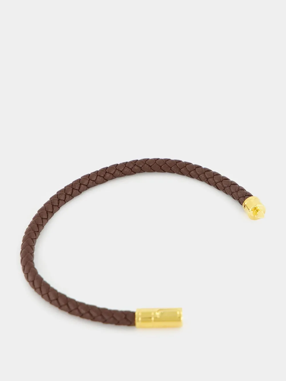 Brown Woven Leather Bracelet with Brass Clasp sold by Fashion Clinic product image thumbnail 3