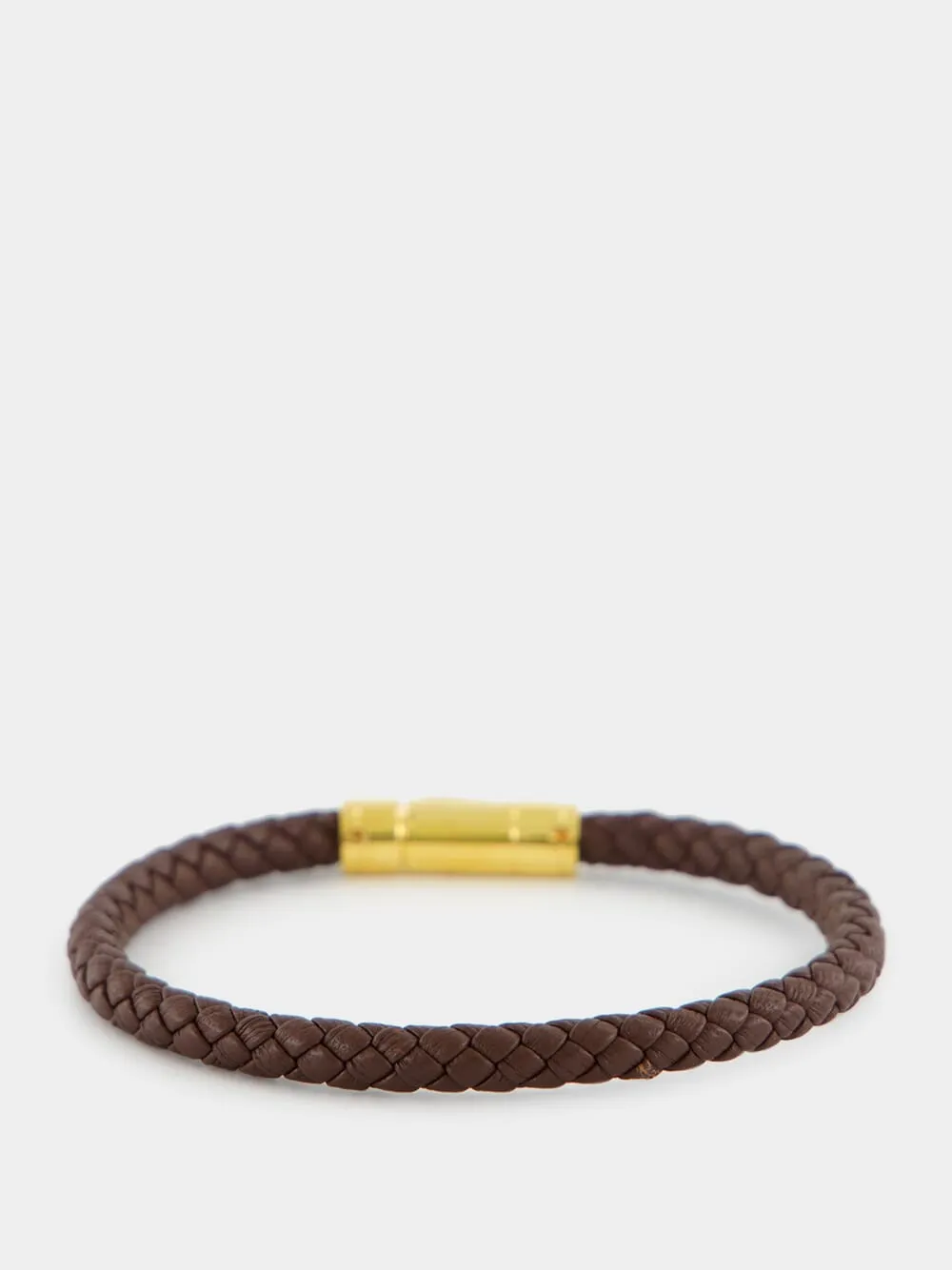 Brown Woven Leather Bracelet with Brass Clasp sold by Fashion Clinic product image thumbnail 2