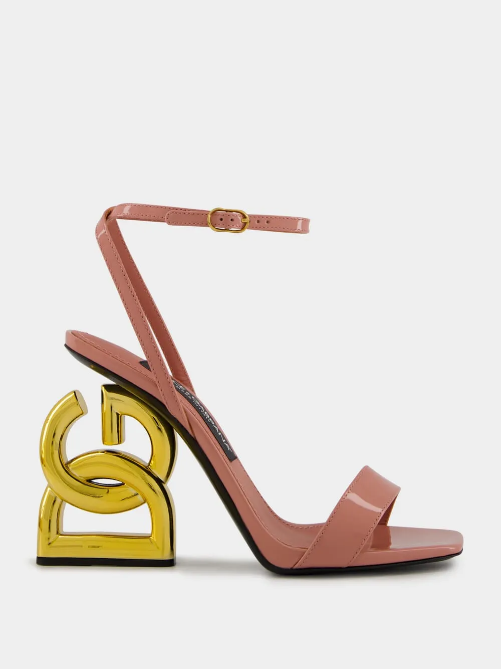 Pink Patent Leather Sandals with Sculptural Heel sold by Fashion Clinic