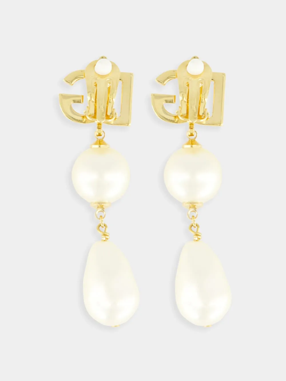 Gold Drop Earrings with DG Logo and Teardrop Accents sold by Fashion Clinic product image thumbnail 3