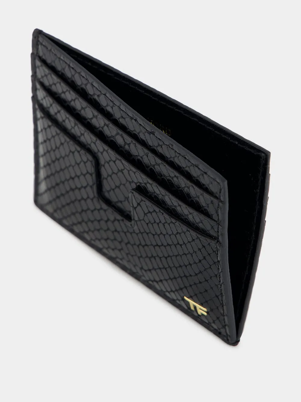 Black Python-Print Leather Card Holder sold by Fashion Clinic product image thumbnail 3