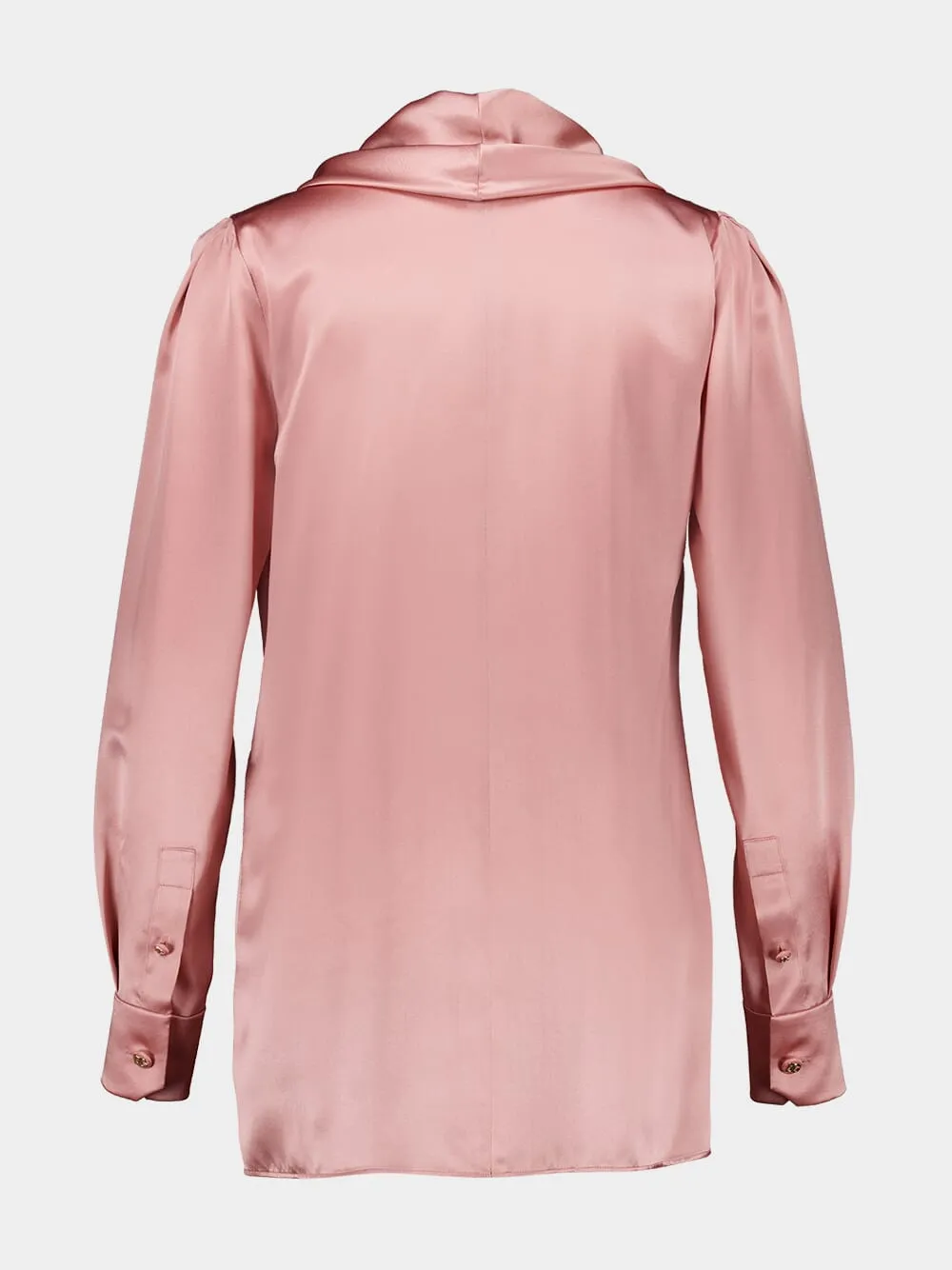Pink Silk Satin Blouse with Shawl Neck sold by Fashion Clinic product image thumbnail 3