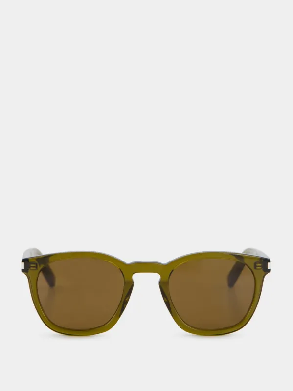 Transparent Khaki and Brown YSL Bold Sunglasses sold by Fashion Clinic