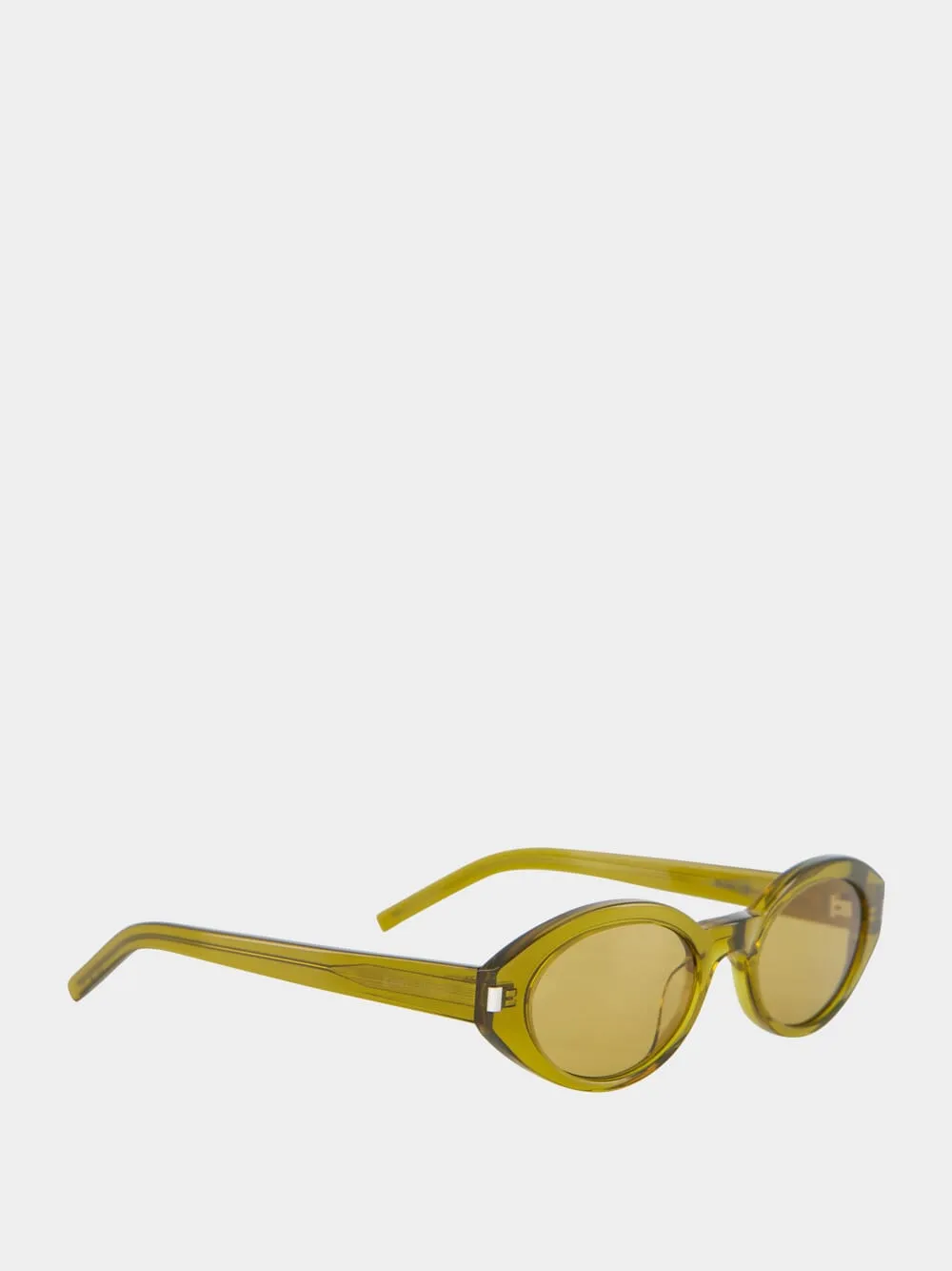 Green Brown Oval Sunglasses in Recycled Acetate sold by Fashion Clinic product image thumbnail 2