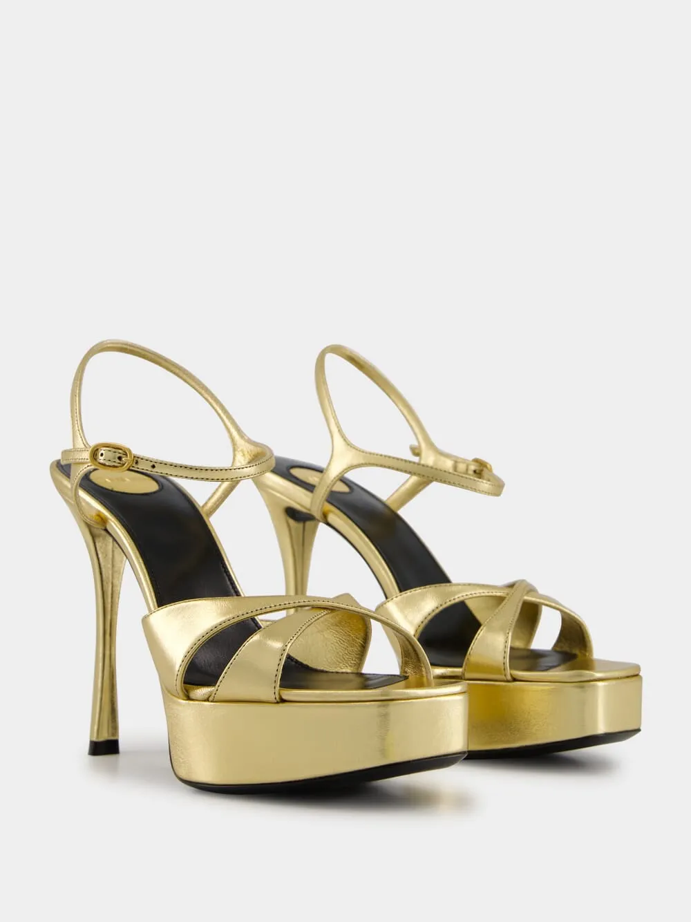 Gold Debbie Platform Sandals in Metallic Leather sold by Fashion Clinic product image thumbnail 2