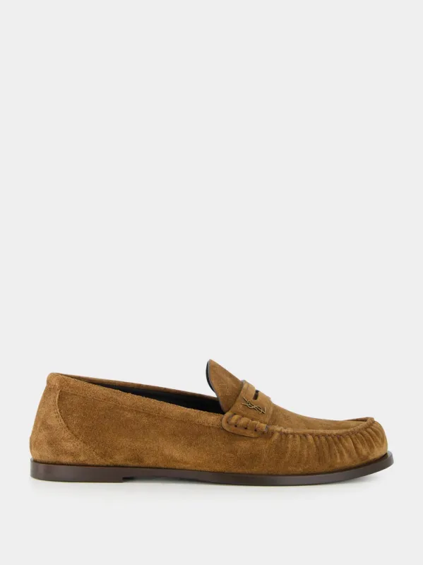 Snuff Brown Loafers in Suede sold by Fashion Clinic