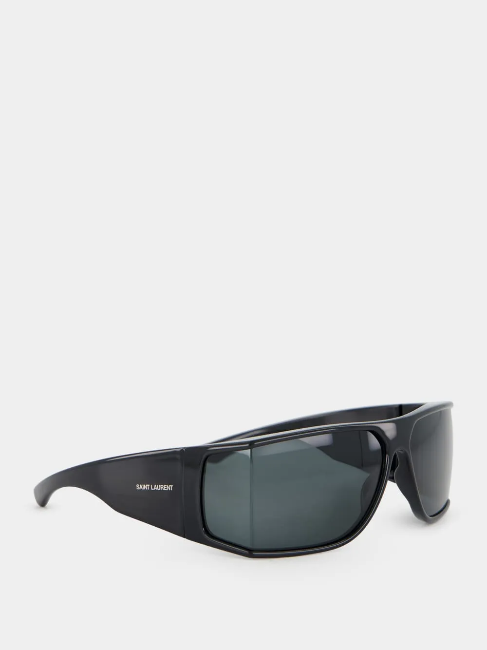 Black Shield Wrap-Around Sunglasses sold by Fashion Clinic product image thumbnail 2