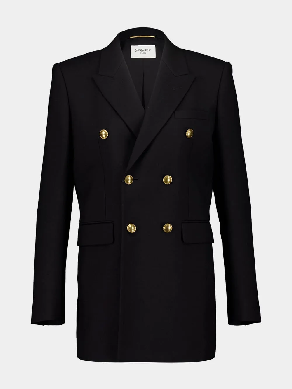 Black Wool Gabardine Double-Breasted Jacket sold by Fashion Clinic product image thumbnail 2