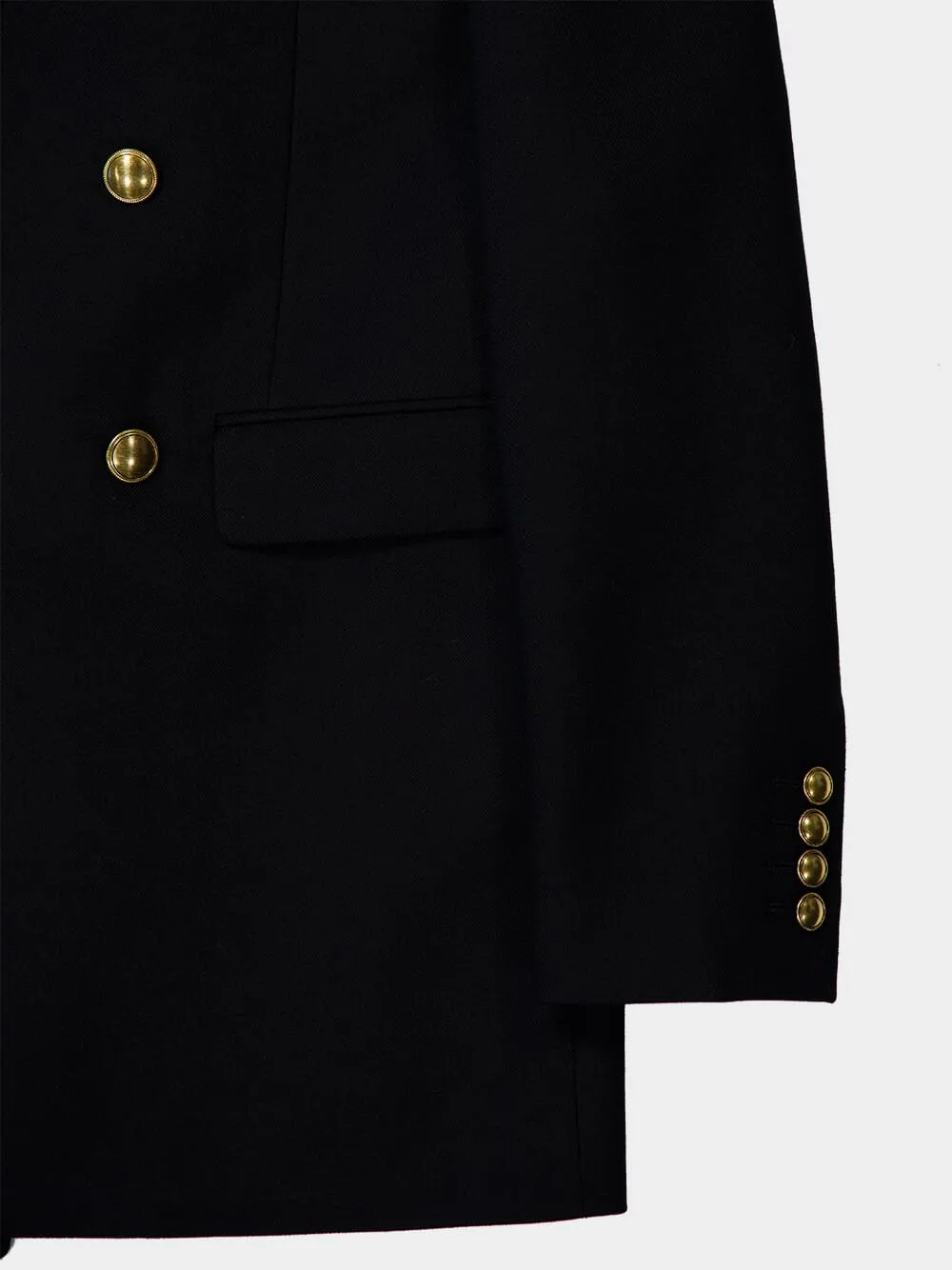 Black Wool Gabardine Double-Breasted Jacket sold by Fashion Clinic product image thumbnail 5