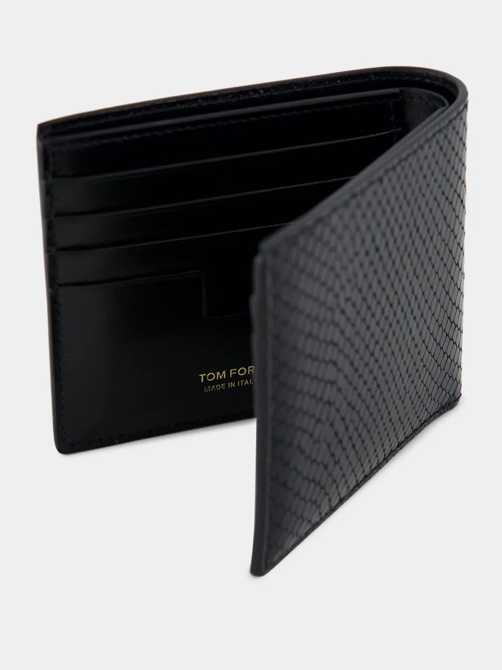 Black Bifold Wallet in Printed Python Leather sold by Fashion Clinic product image thumbnail 4