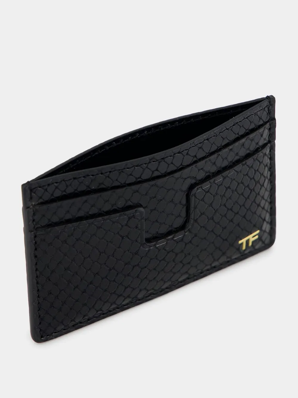 Black Card Holder in Printed Python Leather sold by Fashion Clinic product image thumbnail 3