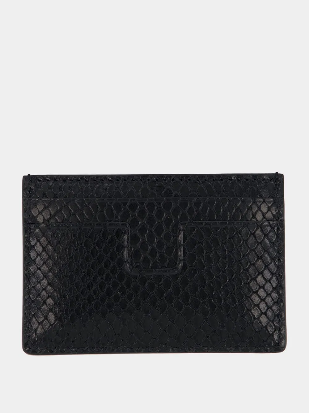Black Card Holder in Printed Python Leather sold by Fashion Clinic product image thumbnail 2
