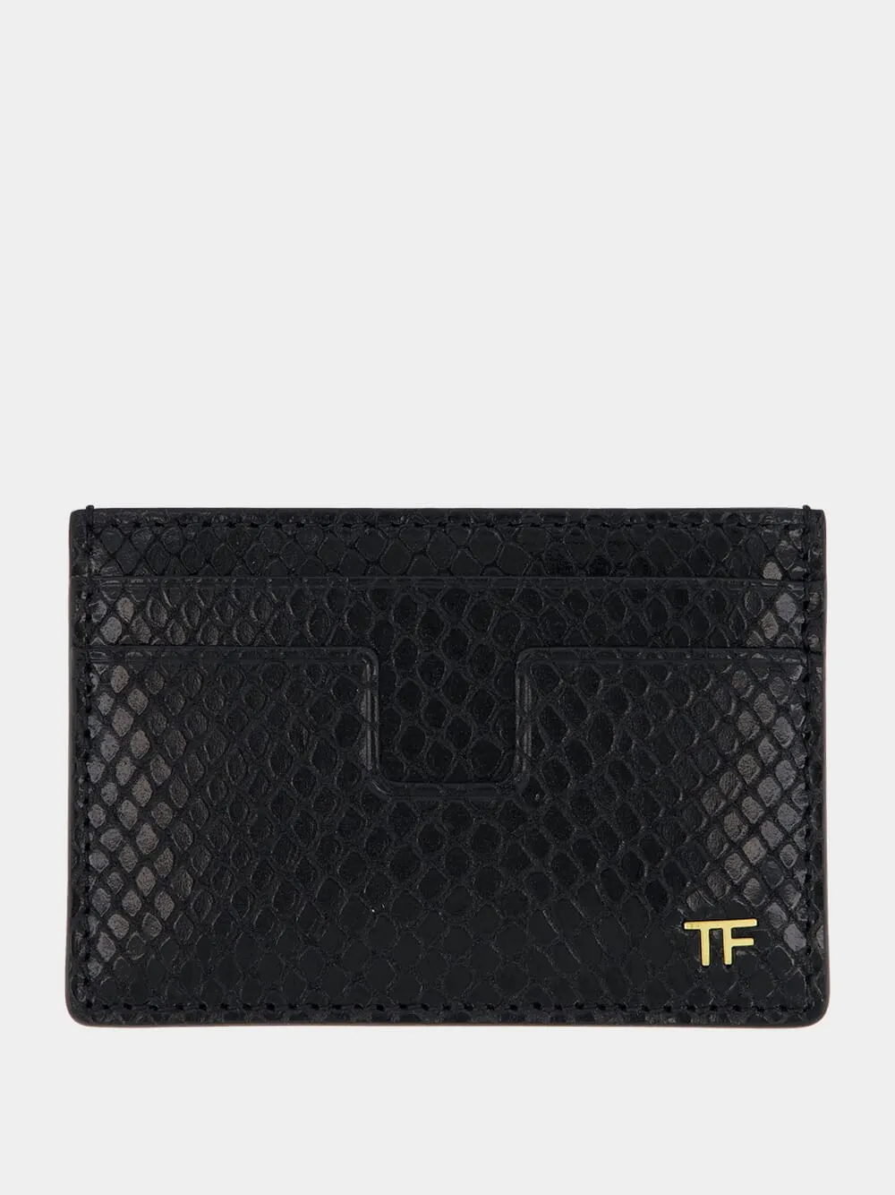 Black Card Holder in Printed Python Leather sold by Fashion Clinic