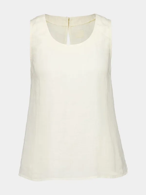 Ecru Sleeveless Linen Top sold by Fashion Clinic