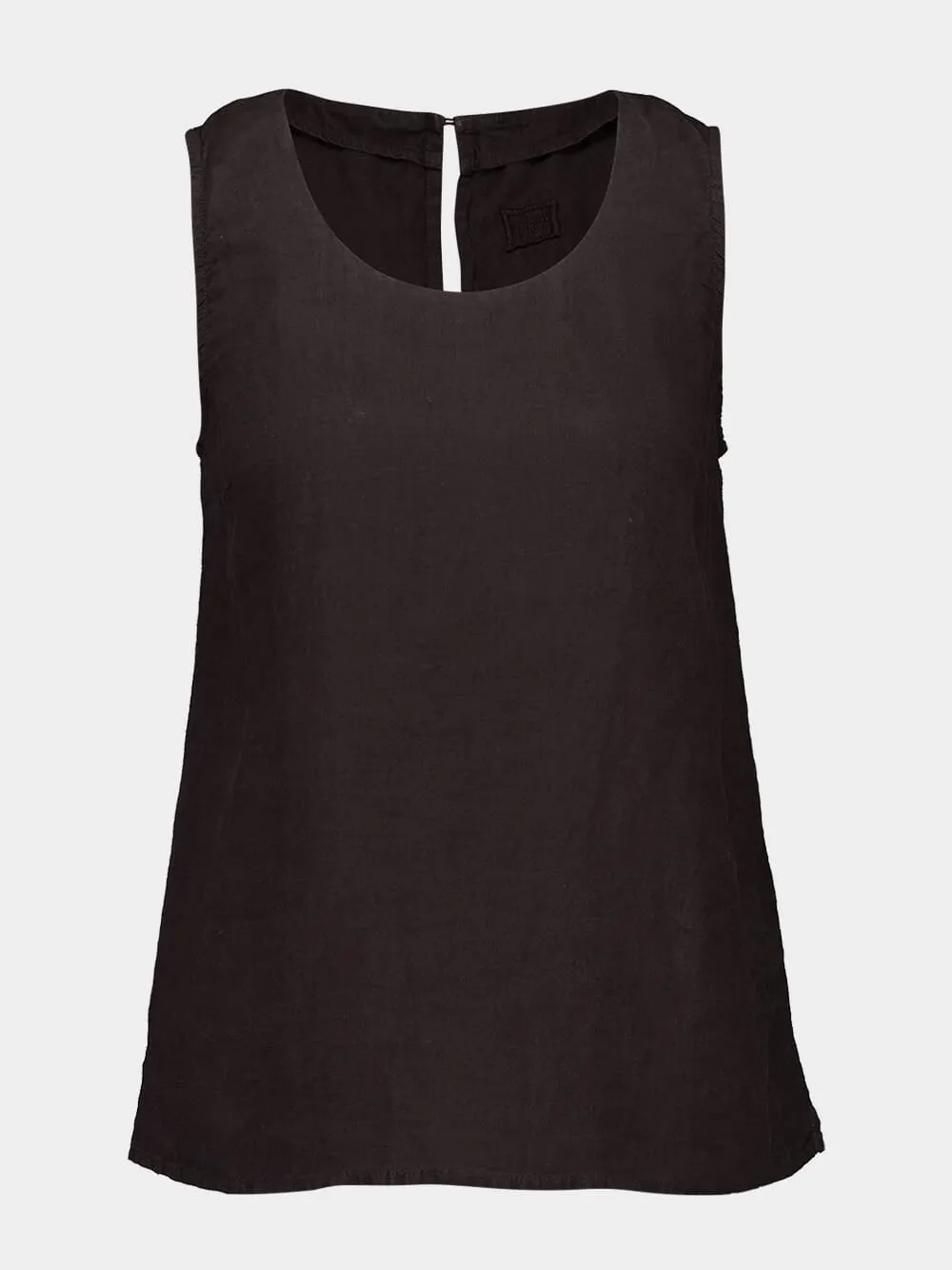 Black Sleeveless Linen Top sold by Fashion Clinic