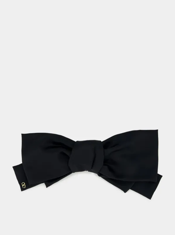 Black VLogo Signature Satin Bow Hairclip made by Valentino Garavani