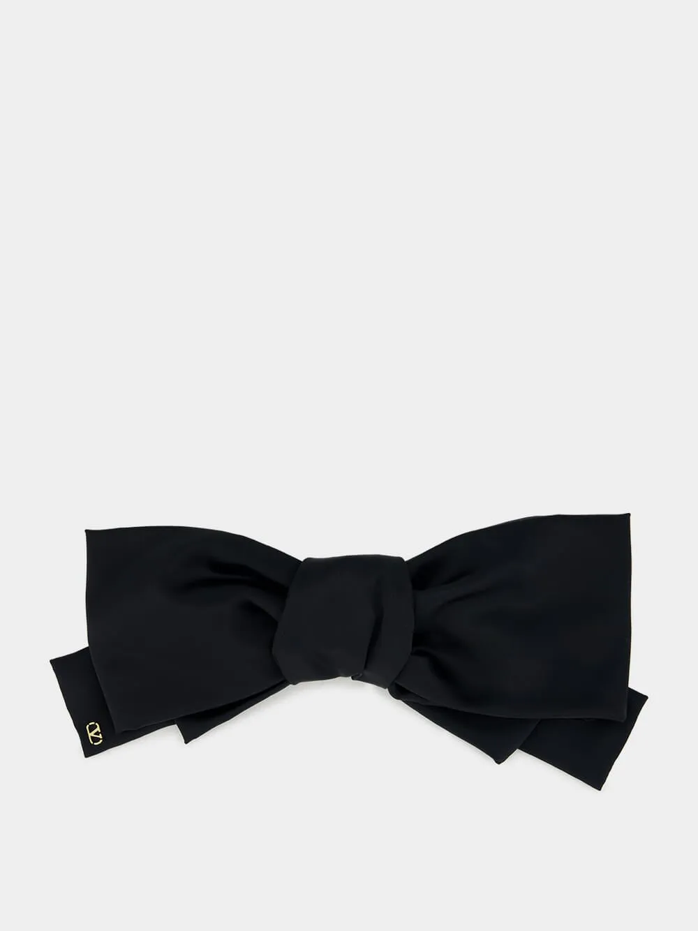 Black VLogo Signature Satin Bow Hairclip sold by Fashion Clinic