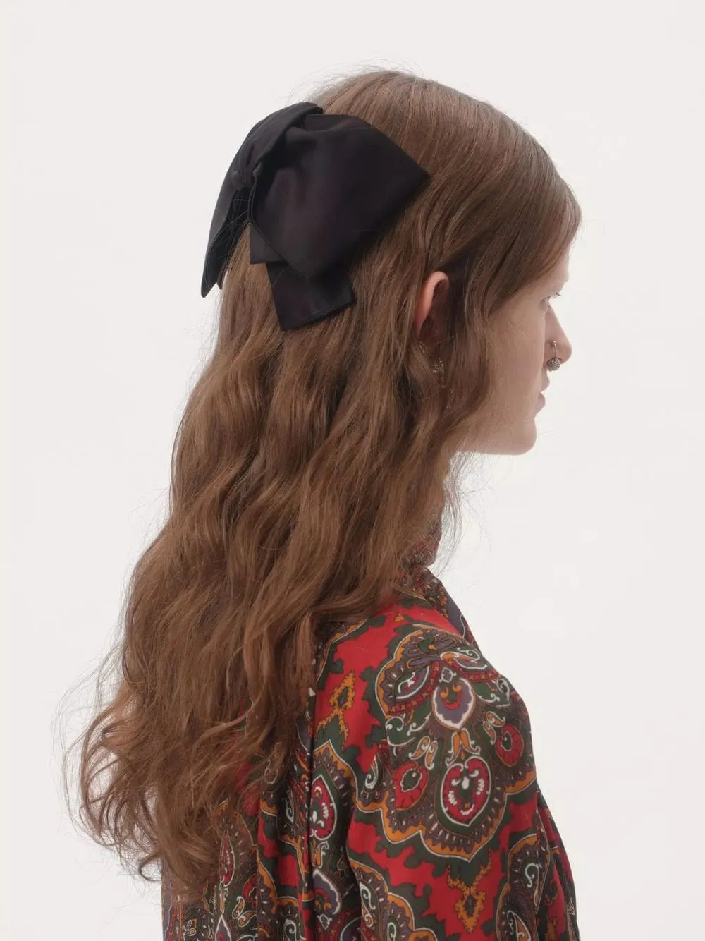 Black VLogo Signature Satin Bow Hairclip sold by Fashion Clinic product image thumbnail 2