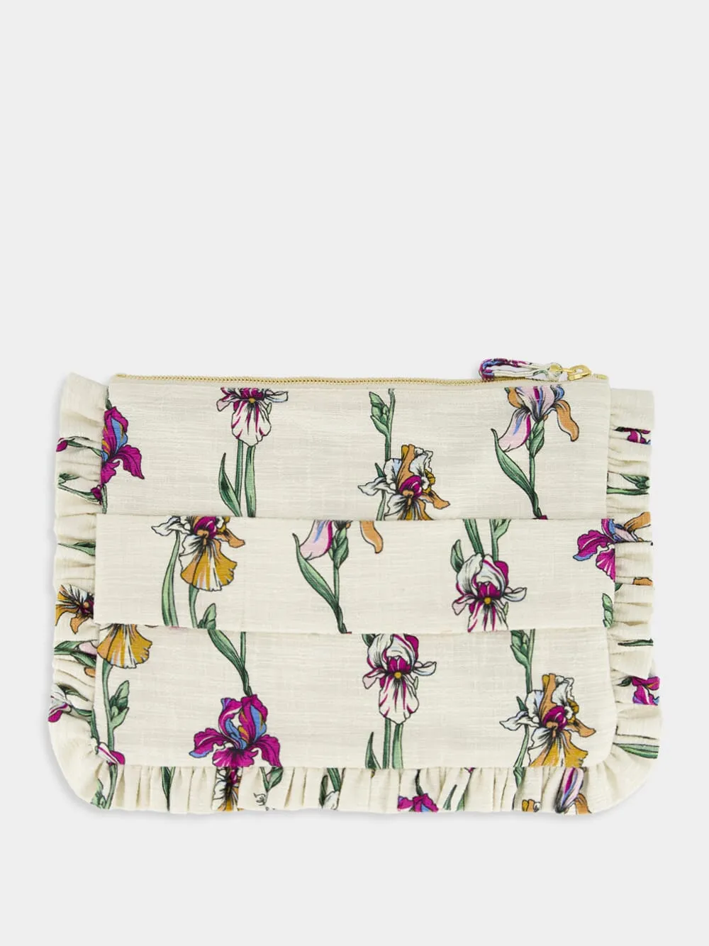 Cream Mini Iris Embroidered Cotton Clutch sold by Fashion Clinic product image thumbnail 2