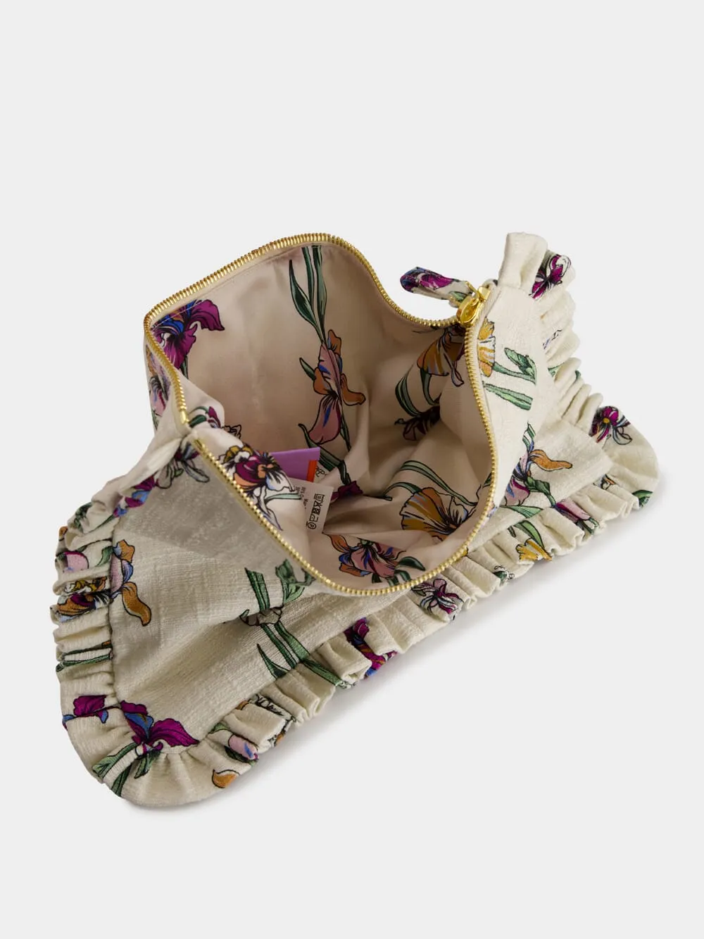 Cream Mini Iris Embroidered Cotton Clutch sold by Fashion Clinic product image thumbnail 3