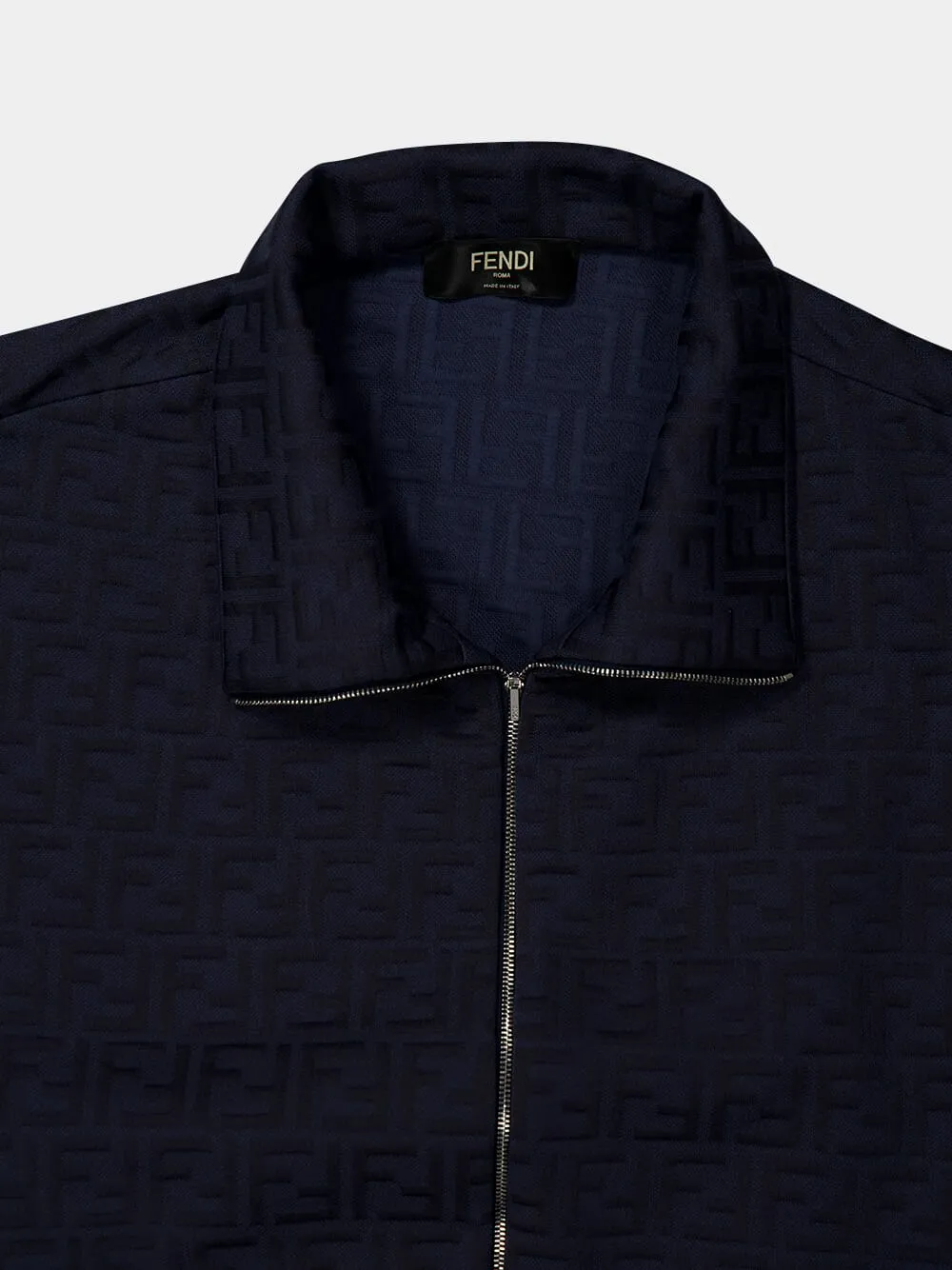 Navy Blue Monogram Zip-Up Sweatshirt sold by Fashion Clinic product image thumbnail 3