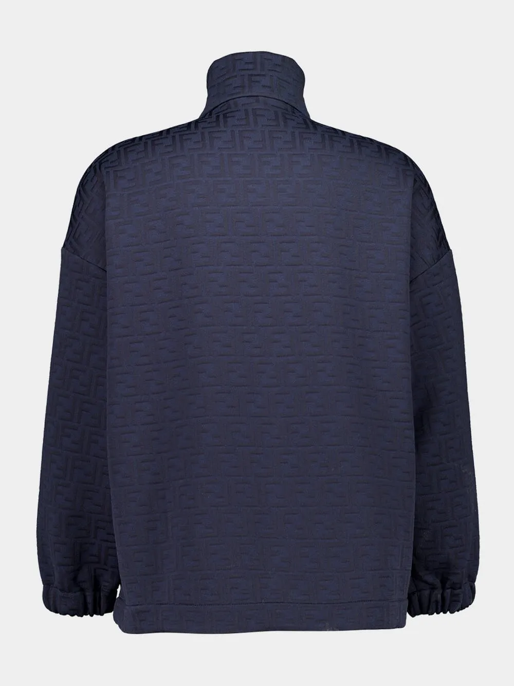 Navy Blue Monogram Zip-Up Sweatshirt sold by Fashion Clinic product image thumbnail 2