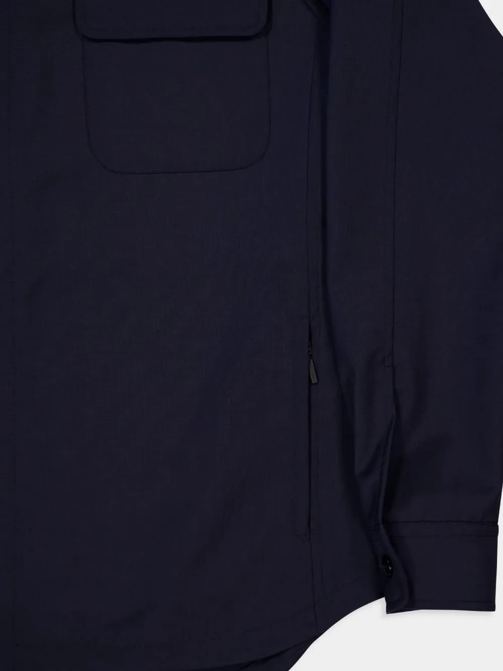 Navy Blue Wool Blend Overshirt sold by Fashion Clinic product image thumbnail 3