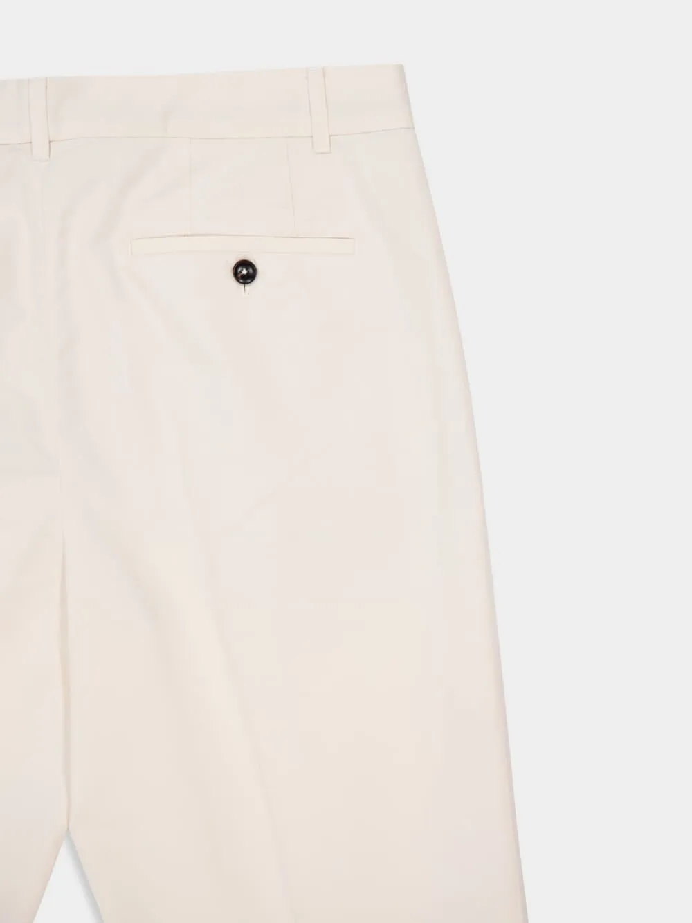 White Poplin Double-Pleat Fluid Cotton and Silk Chinos sold by Fashion Clinic product image thumbnail 4