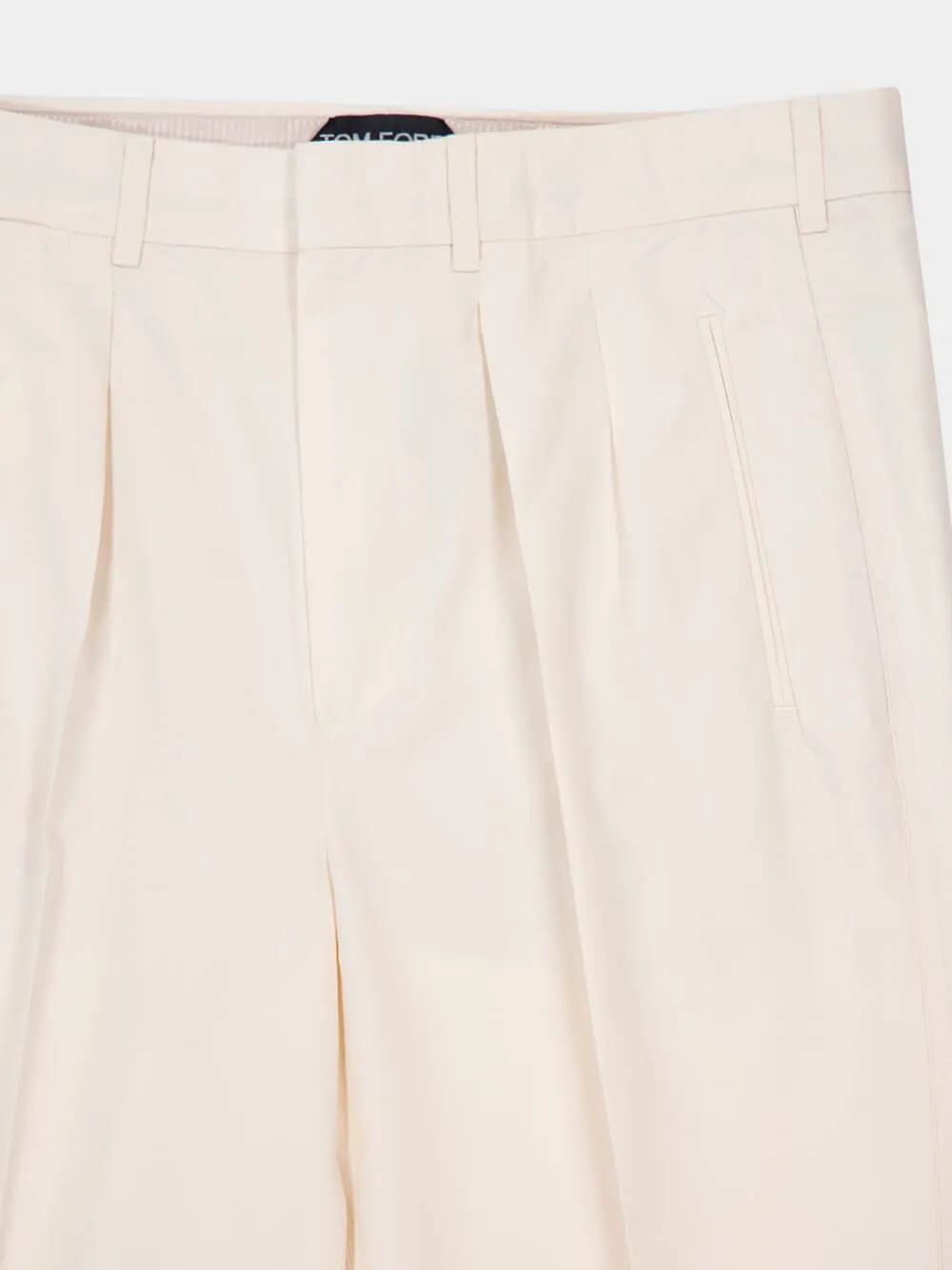White Poplin Double-Pleat Fluid Cotton and Silk Chinos sold by Fashion Clinic product image thumbnail 3