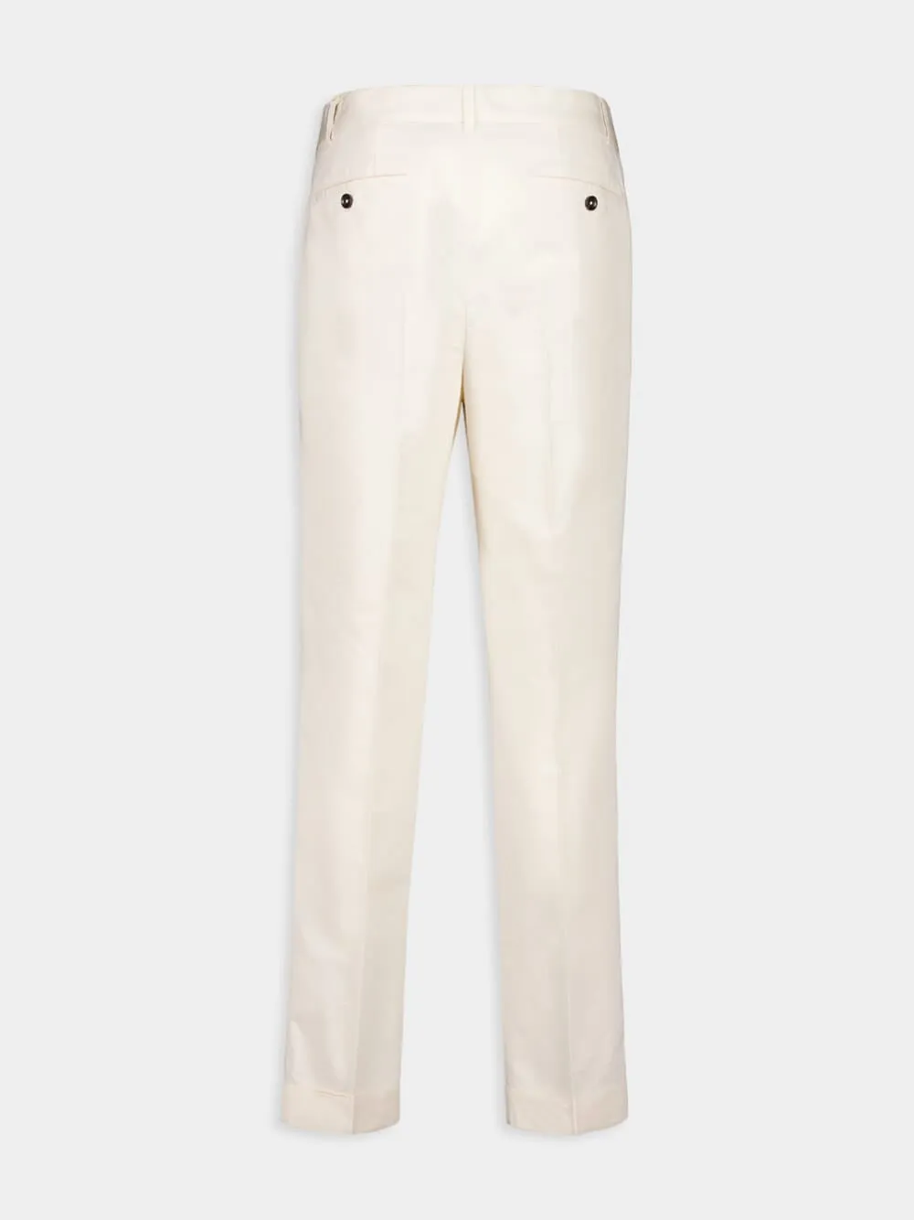 White Poplin Double-Pleat Fluid Cotton and Silk Chinos sold by Fashion Clinic product image thumbnail 2
