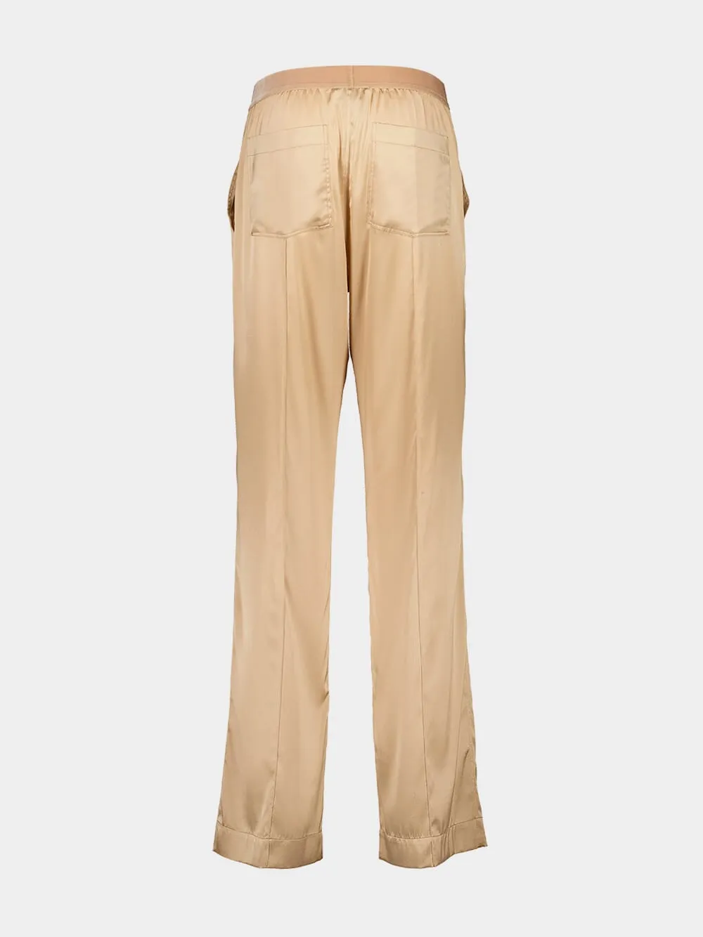 Pale Beige Stretch Silk Satin Pajama Pants sold by Fashion Clinic product image thumbnail 2