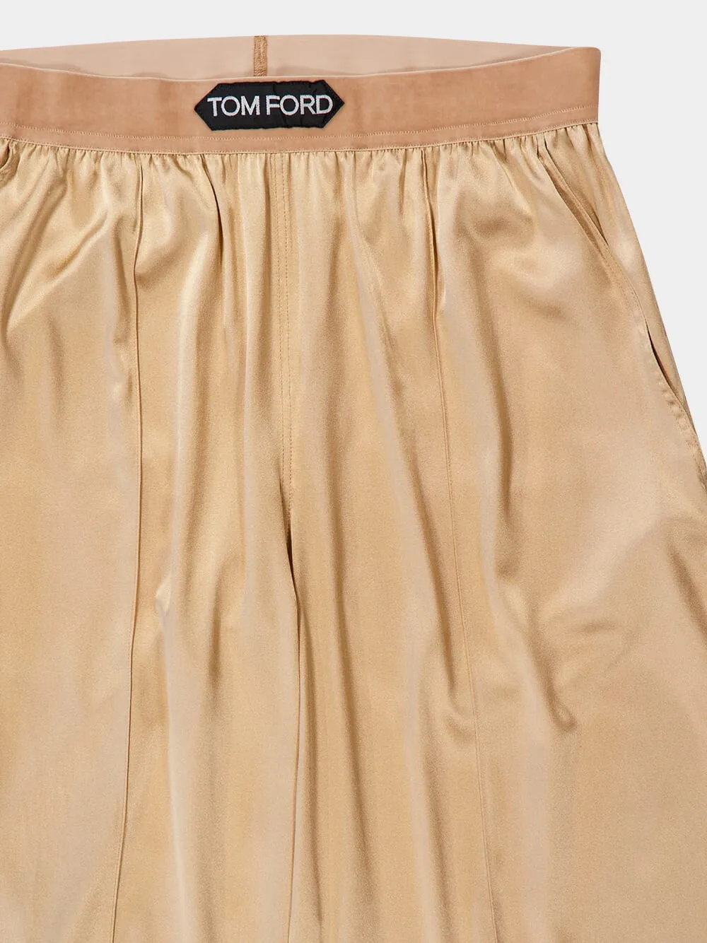 Pale Beige Stretch Silk Satin Pajama Pants sold by Fashion Clinic product image thumbnail 3