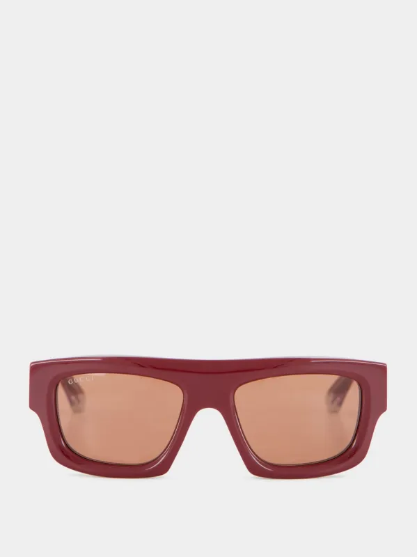 Rosso Ancora Red Rectangular Frame Sunglasses sold by Fashion Clinic