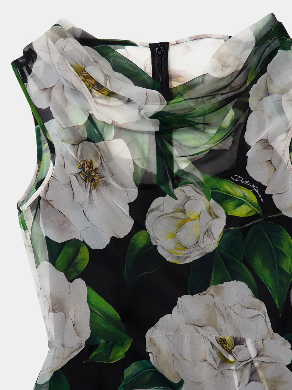 Black Gardenia-Print Chiffon Midi Dress sold by Fashion Clinic product image thumbnail 5
