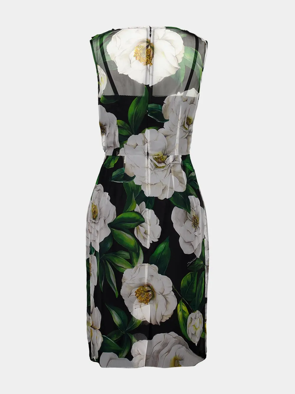 Black Gardenia-Print Chiffon Midi Dress sold by Fashion Clinic product image thumbnail 3