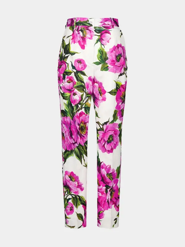 Peony-Print Cotton Jacquard Pants sold by Fashion Clinic