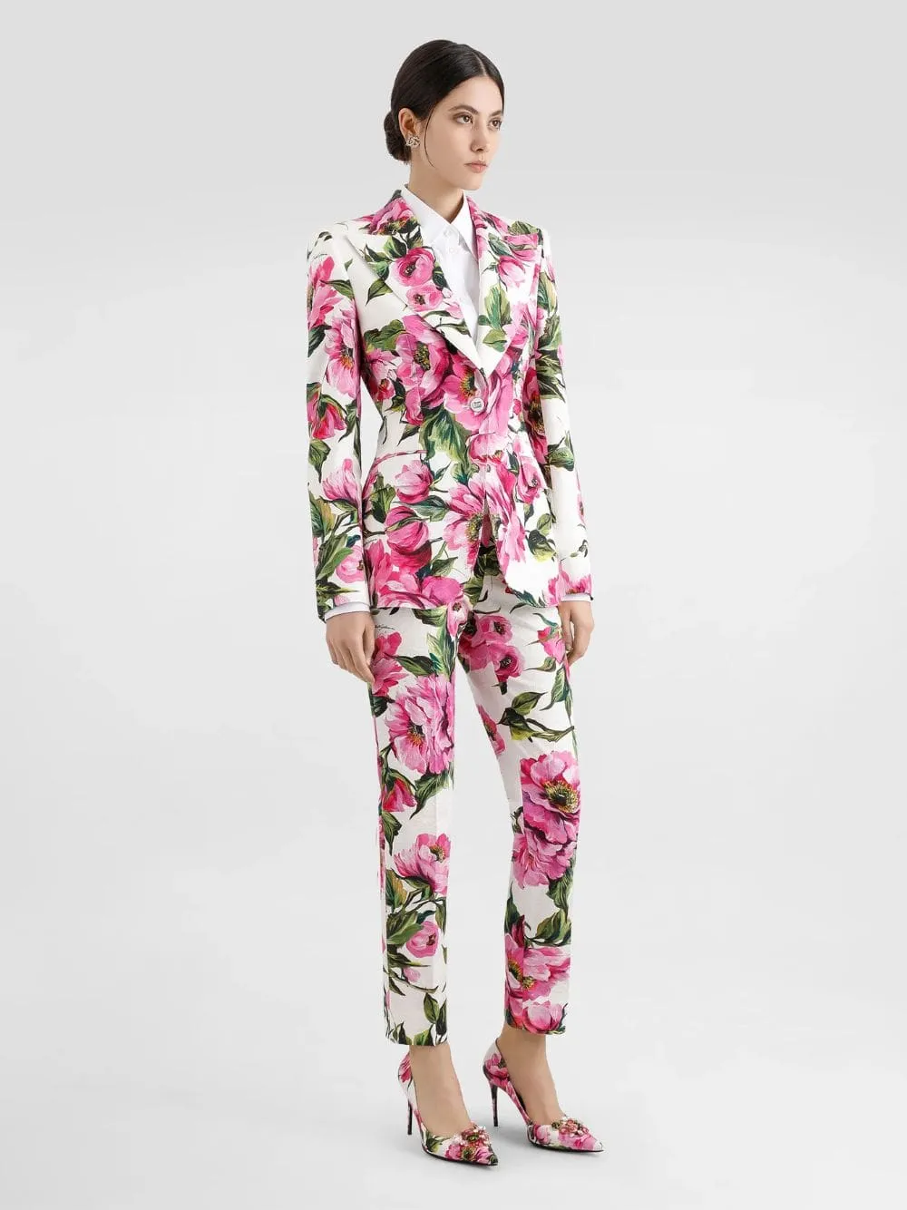Peony-Print Cotton Jacquard Pants sold by Fashion Clinic product image thumbnail 2