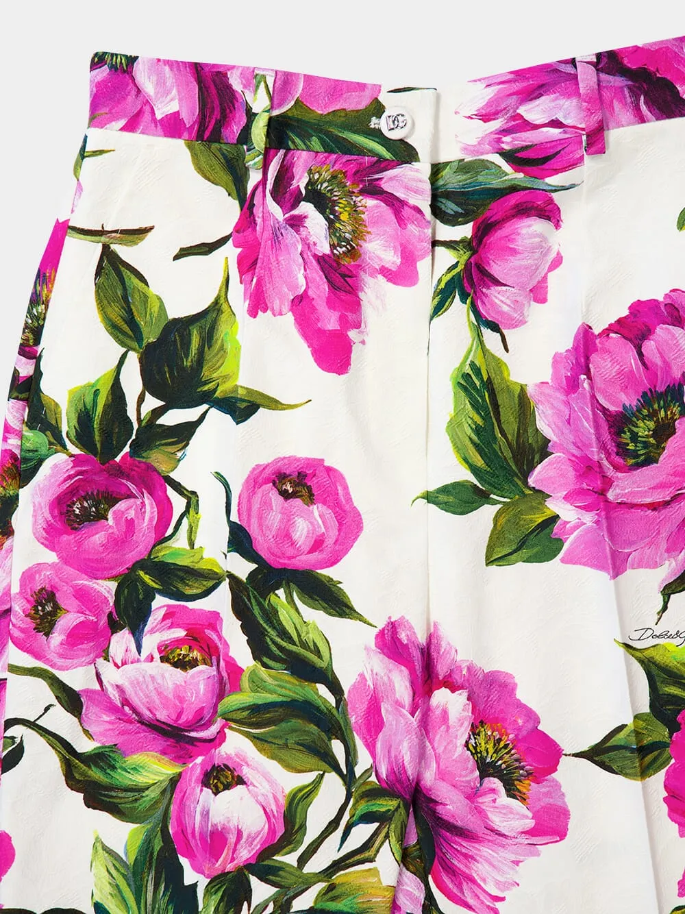 Peony-Print Cotton Jacquard Pants sold by Fashion Clinic product image thumbnail 5