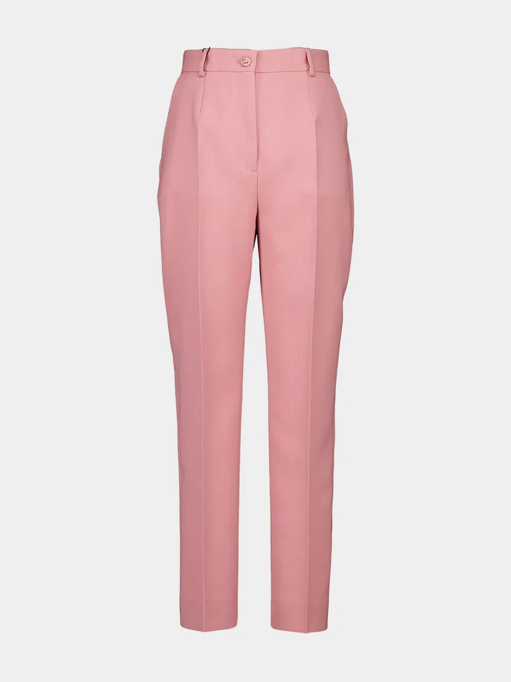 Pink Tailored Double Wool Crepe Pants sold by Fashion Clinic