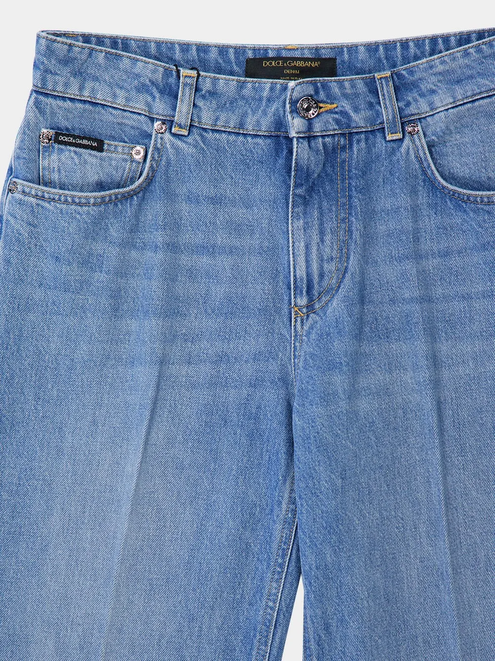 Blue Loose Denim Jeans with Pressed Pleat sold by Fashion Clinic product image thumbnail 3
