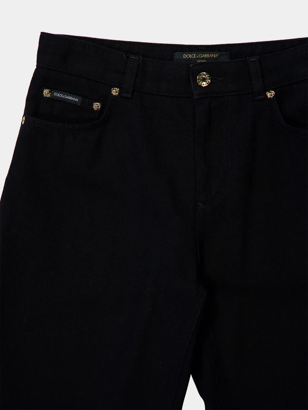 Black Loose Denim Jeans with Pressed Pleat sold by Fashion Clinic product image thumbnail 5