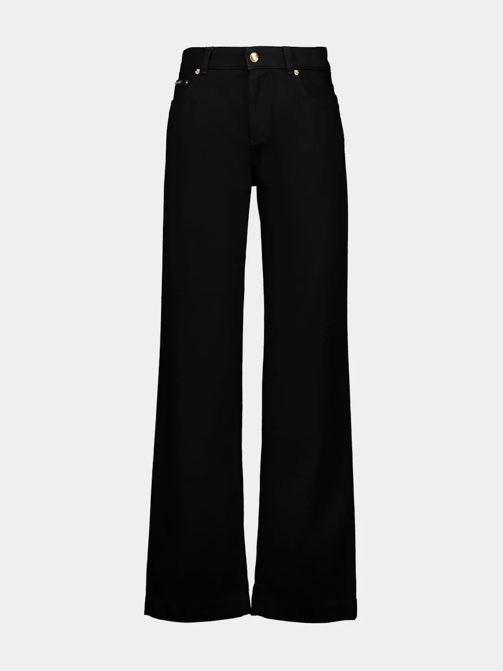 Black Loose Denim Jeans with Pressed Pleat sold by Fashion Clinic product image thumbnail 2