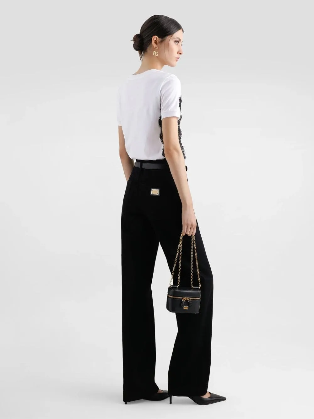 Black Loose Denim Jeans with Pressed Pleat sold by Fashion Clinic product image thumbnail 3