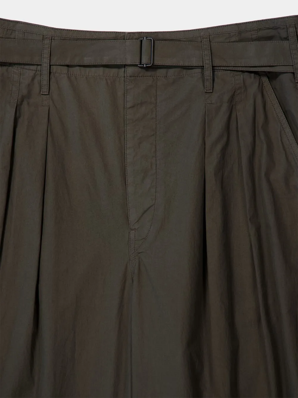 Dark Brown Pleated Cotton Belted Trousers sold by Fashion Clinic product image thumbnail 3