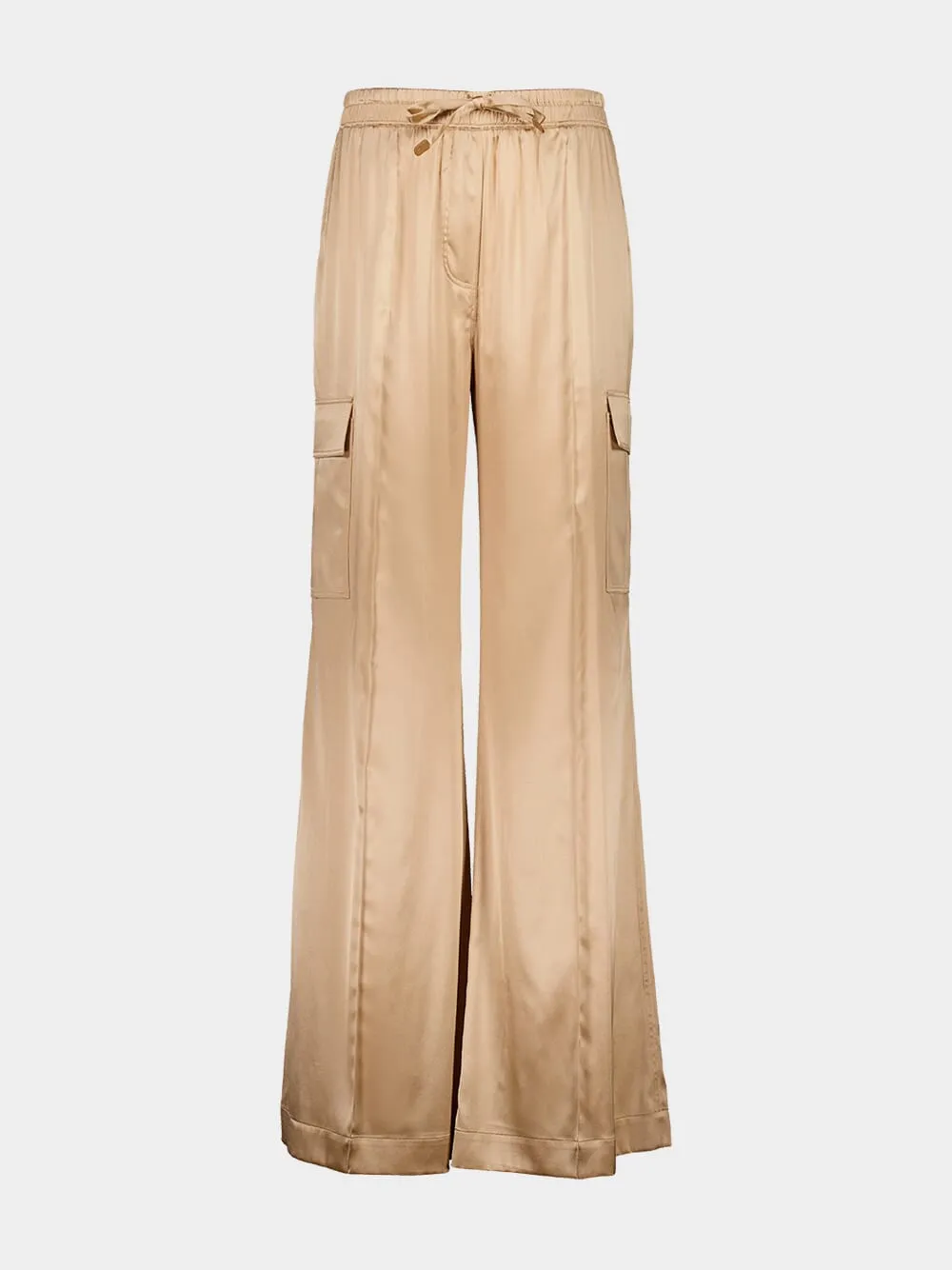 Pale Beige Stretch Silk Cargo PJ Pants sold by Fashion Clinic