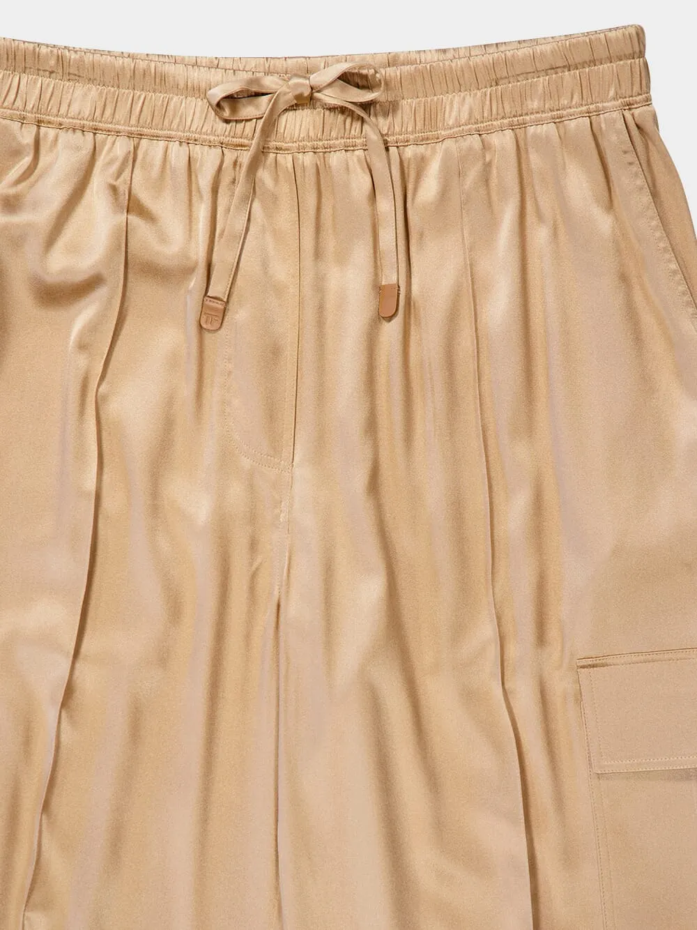 Pale Beige Stretch Silk Cargo PJ Pants sold by Fashion Clinic product image thumbnail 5