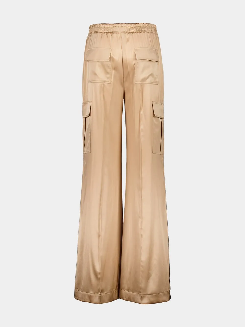Pale Beige Stretch Silk Cargo PJ Pants sold by Fashion Clinic product image thumbnail 3
