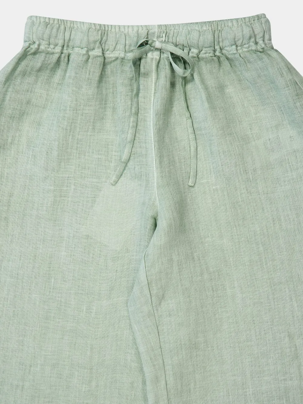 Pistachio Soft Fade Linen Drawstring Pants sold by Fashion Clinic product image thumbnail 3