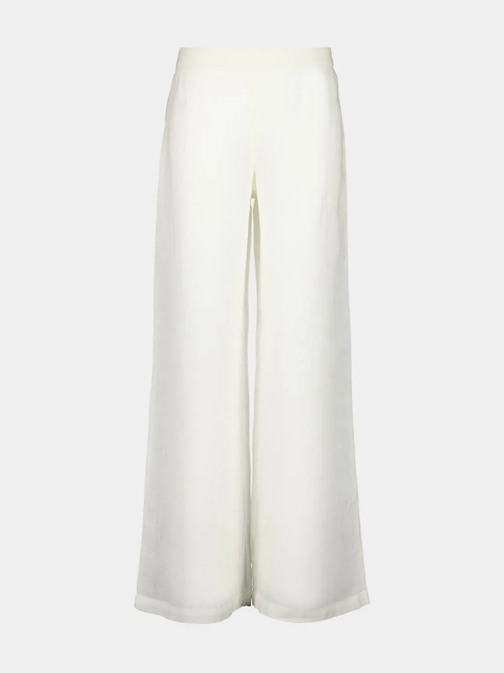 White Wide-Leg Linen Pants sold by Fashion Clinic