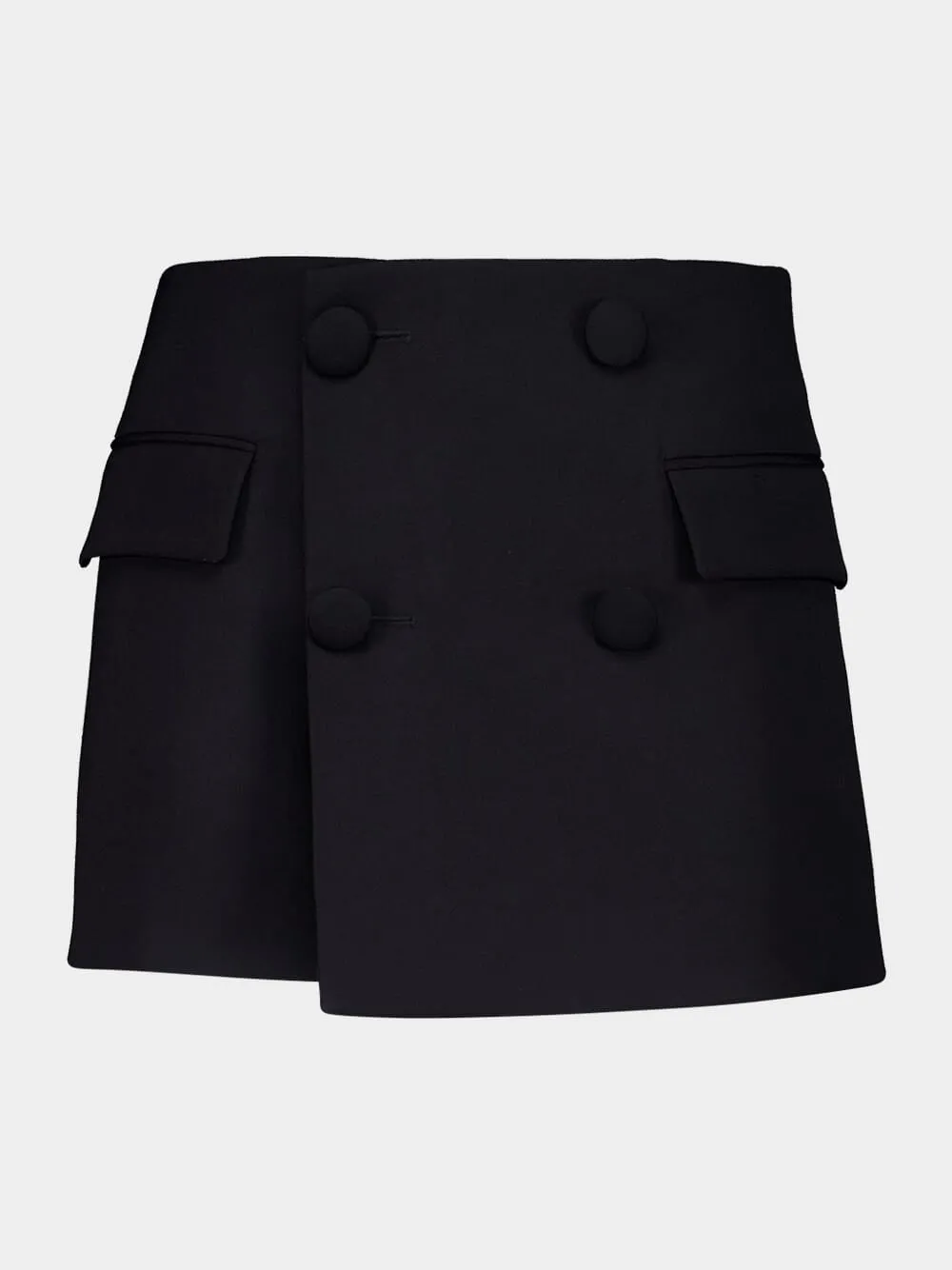 Black Buttoned 4-Pocket Wool Shorts sold by Fashion Clinic